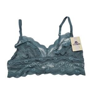 B'Tempt'd Womens Sz M Bralette Bra Full Lace Blue NEW